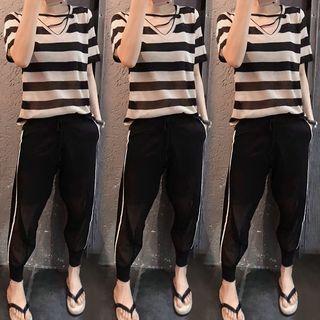 Set: Striped Short-sleeve T-shirt + Pants