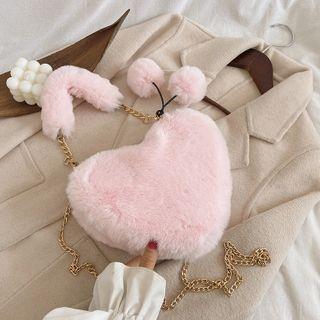 Fluffy Heart Chain Crossbody Bag