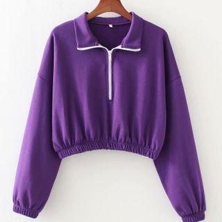 Collared Half-zip Cropped Sweatshirt