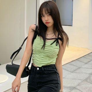 Crinkled Camisole Top Green - One Size