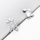 925 Sterling Silver Rabbit & Carrot Earring 1 Pair - As Shown In Figure - One Size