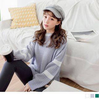 Round Neck Striped Knit Top