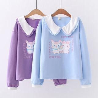 Contrast Collar Cartoon Print Sweatshirt