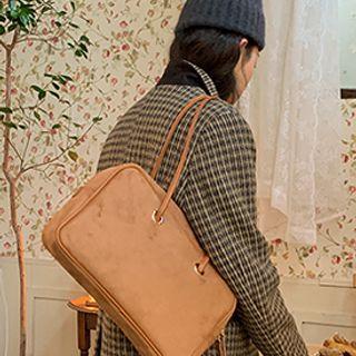 Boxy Suedette Bowler Bag