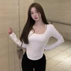 Long-sleeve Asymmetrical T-shirt / Camisole Top