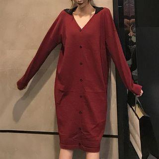 Lapel V-neck Knit Dress