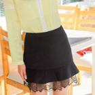 Lace Hem Ruffled Mini Skirt
