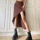 Plaid Asymmetrical Pencil Skirt