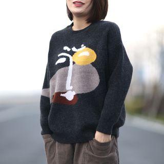 Patterned Sweater Dark Gray - One Size