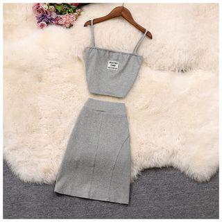 Set: Lettering Camisole Top + Midi Pencil Skirt