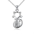 Fashion Cat Pendant With White Austrian Element Crystal And Necklace