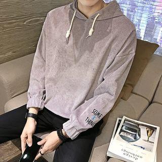 Letter Embroidered Corduroy Hoodie