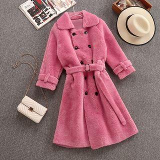 Faux Shearling Midi Coat