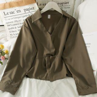 Deep V-neck Twisted Crop Shirt In 5 Colors