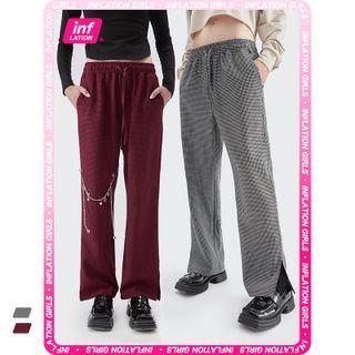 Houndstooth Slit-side Dress Pants