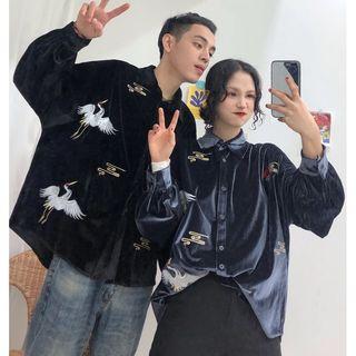 Cranes Embroidered Shirt