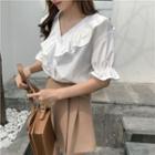 V-neck Ruffle Short-sleeve Top