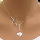 Alloy Leaf & Bird Pendant Necklace Silver - One Size