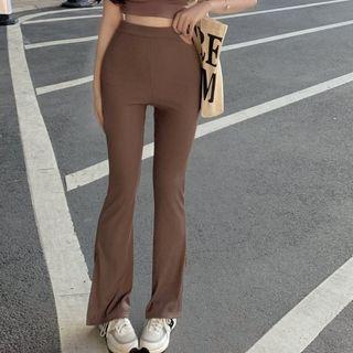 Cutout Slit-hem Bootcut Pants