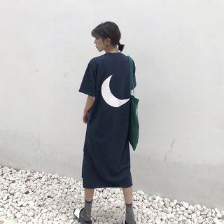 Printed Short-sleeve Midi T-shirt Dress