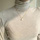 2-in-1 Pearl Chain Necklace Gold - One Size