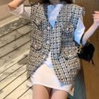 Set: Elbow-sleeve T-shirt + Tweed Vest