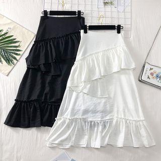 High-waist Ruffled A-line Skirt