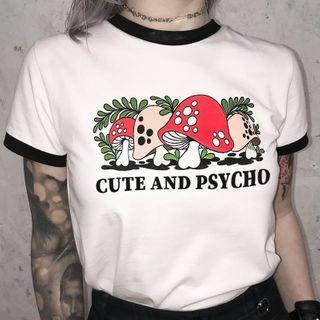 Printed Lettering Short-sleeve Ringer T-shirt