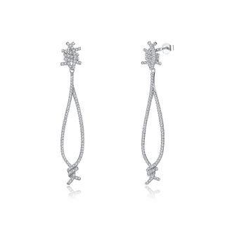 925 Sterling Silver Earrings With White Austrian Element Crystal Silver - One Size