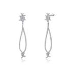 925 Sterling Silver Earrings With White Austrian Element Crystal Silver - One Size