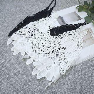Spaghetti Strap Cropped Crochet Lace Top