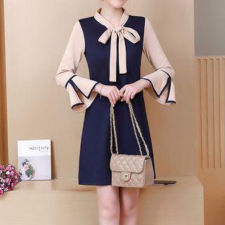 Tie-neck Bell-sleeve A-line Dress