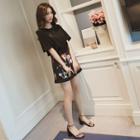 Set: Short-sleeve Floral Print T-shirt + Floral Print Shorts