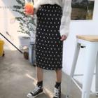 Dotted Midi Pencil Skirt Dotted - Black - One Size