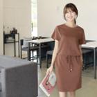 Short-sleeve Drawstring-waist T-shirt Dress