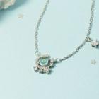 Moon & Star Glass Pendant Alloy Necklace Silver - One Size