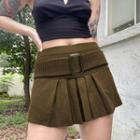 Plain Knit A-line Mini Skirt