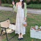 Spaghetti Strap Lace Midi A-line Dress / Shrug