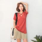 Short-sleeve Strap-detail T-shirt