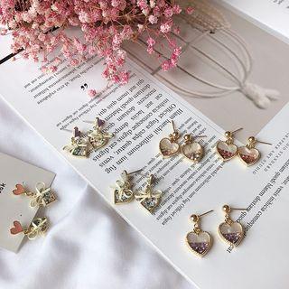 Heart Sequined Bow Dangle Earring