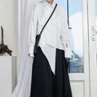 Asymmetric Slit-back Long-sleeve Shirt