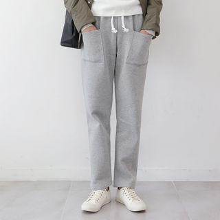 Fleece-lined Straight-cut Sweatpants