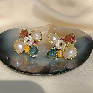 Freshwater Pearl Flower Stud Earring