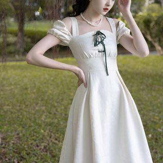Off Shoulder Lace-up A-line Dress