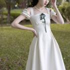 Off Shoulder Lace-up A-line Dress