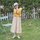 Corduroy Midi A-line Skirt Beige - One Size