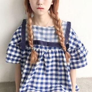 Square Neck Checked Top