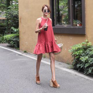 Halter-neck Frilled-hem Minidress