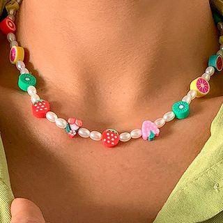 Fruit Necklace 4417 - Fruit Random - Silver - One Size