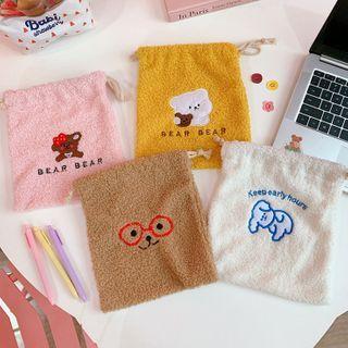 Animal Chenille Drawstring Pouch